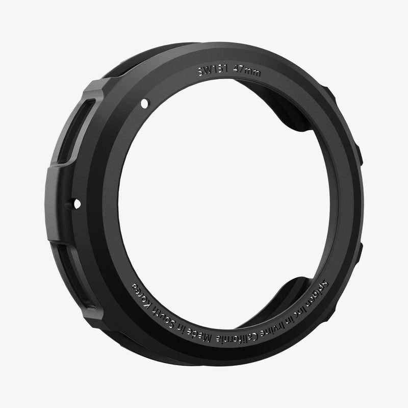ACS06394 - Galaxy Watch 6 Classic (47mm) Case Liquid Air in matte black showing the front and side with no watch inside
