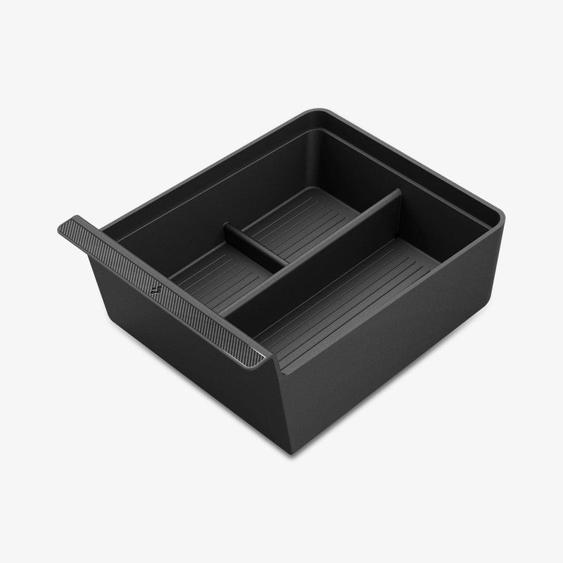 ACP06952 - Tesla Model S & X Center Console Organizer Tray in black showing the top, front and side