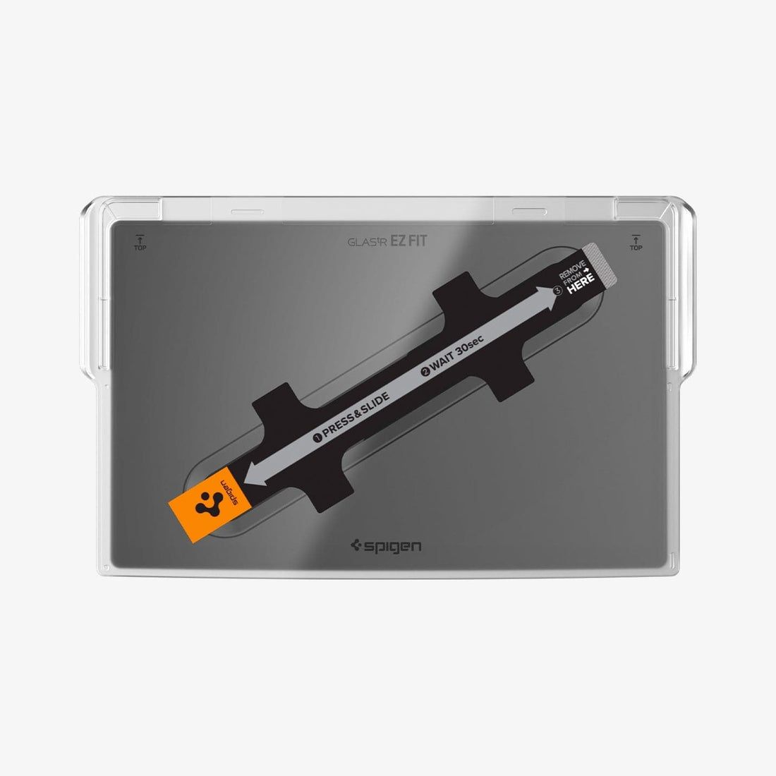 AGL04688 - Tesla Model S / X Screen Protector EZ FIT GLAS.tR showing the front with ez fit tray installed on touch screen