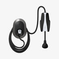 ACP04294 - Tesla Charging Wall Mount in dark silver showing the wall mount and cables organized beside wall plug upside down