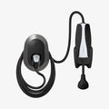 ACP04294 - Tesla Charging Wall Mount in dark silver showing the wall mount and cables organized beside wall plug upside down