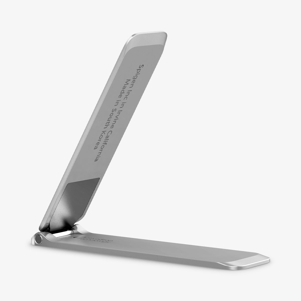 AMP03684 - U102 Universal Kickstand (Metal) in silver showing the front and side with kickstand extended out