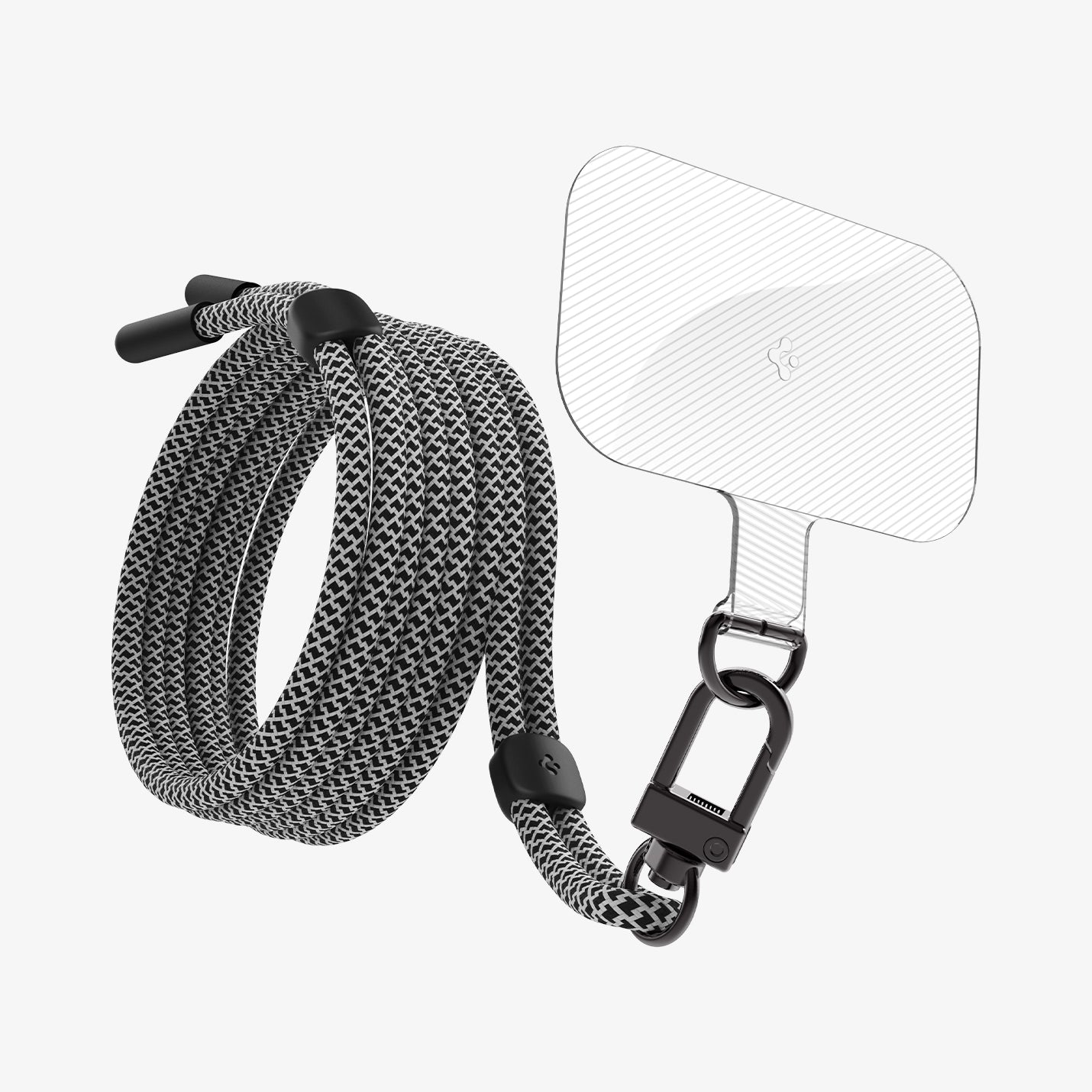 AFA03432 - Universal Crossbody Strap in black showing the strap attached to contag