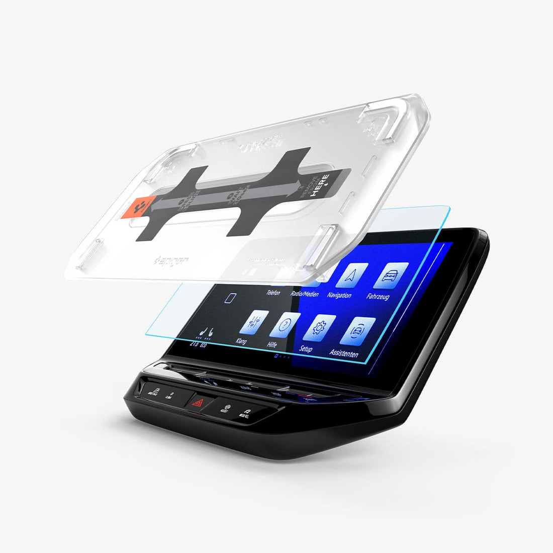 AGL04046 - Volkswagen ID.4 12" Screen Protector EZ FIT GLAS.tR Anti-Glare showing the touch screen display, screen protector, ez fit tray and packaging
