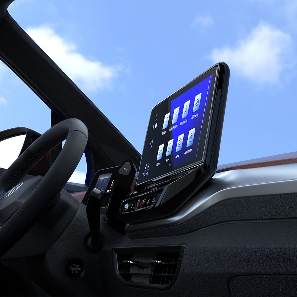 AGL04045 - Volkswagen ID.4 10" Screen Protector EZ FIT GLAS.tR Anti-Glare showing the front right side view inside of car