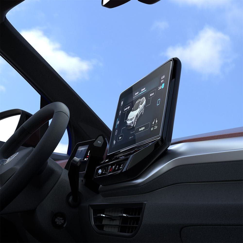 AGL04046 - Volkswagen ID.4 12" Screen Protector EZ FIT GLAS.tR Anti-Glare showing the front right side view inside of car