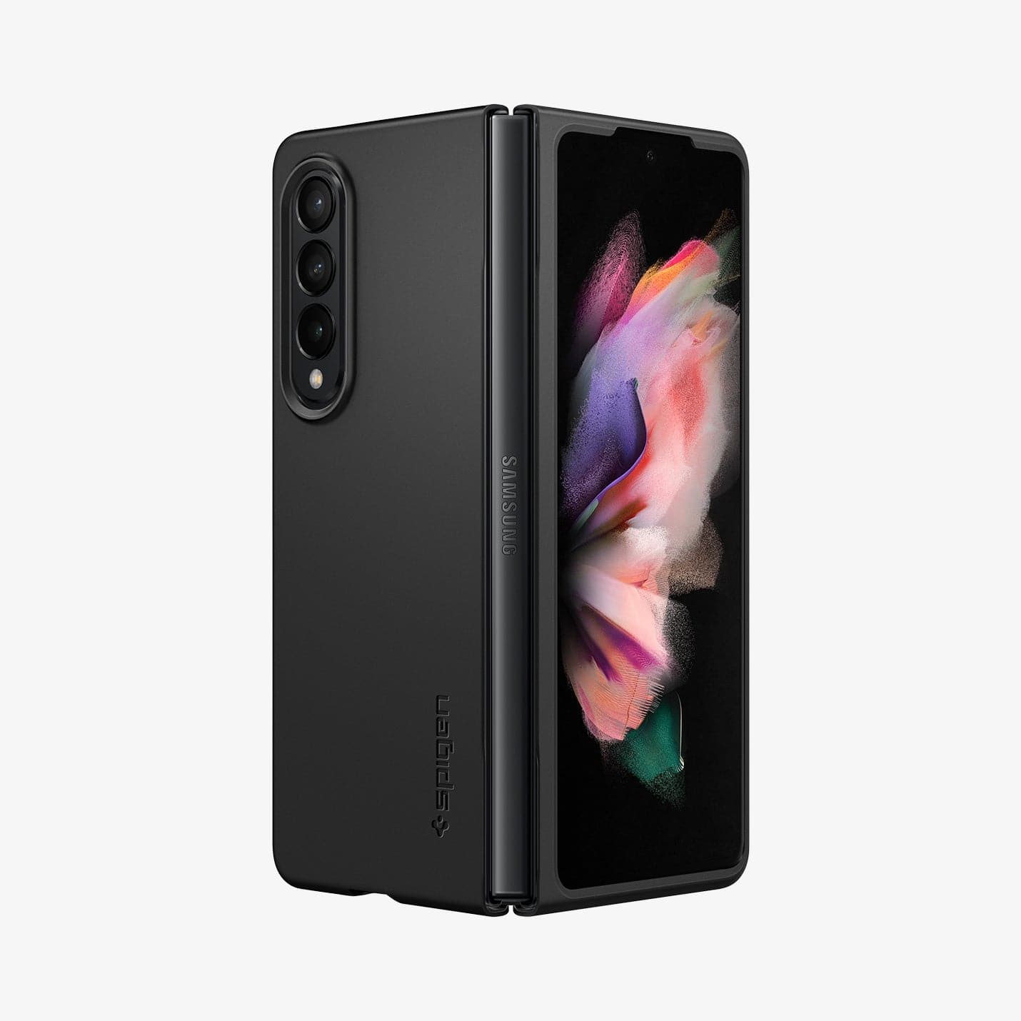 ACS03086 - Galaxy Z Fold 3 Case AirSkin in black showing the front, spine and back
