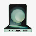 ACS06871 - Galaxy Z Flip 5 Case Air Skin in apple mint showing the front and bottom with device half open