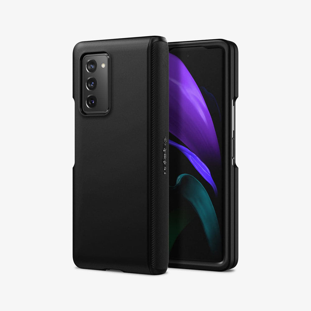 ACS02119 - Galaxy Z Fold 2 Case Slim Armor Pro in black showing the back and front