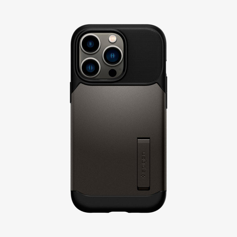ACS03303 - iPhone 13 Pro Case Slim Armor in gunmetal showing the back