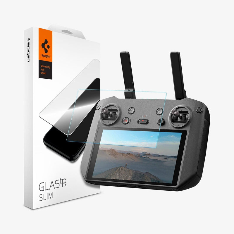 AGL05590 - DJI RC Pro Series Screen Protector EZ FIT GLAS.tR showing the device, screen protector and packaging