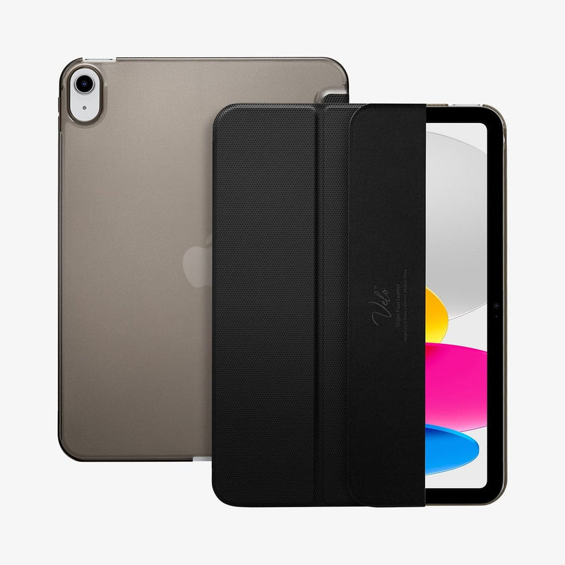 ACS05415 - iPad 10.9" Case Liquid Air Folio in black showing the back and front with cover slightly open