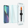 AGL03397 - iPhone 13 Mini Screen Protector EZ FIT GLAS.tR (Sensor Protection) showing the device, two screen protectors and ez fit tray