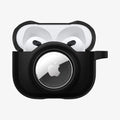 ACS03168 - Apple AirPods 3 Tag Armor Duo in black showing the front with top open and AirPods inside
