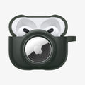 ACS04393 - Apple AirPods 3 Case Tag Armor Duo in military green showing the front, AirTag in slot and top open with AirPods inside