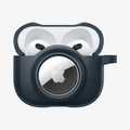 ACS04392 - Apple AirPods 3 Case Tag Armor Duo in metal slate showing the front with AirTag in slot and top open with AirPods inside
