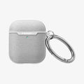 074CS27031 - Apple AirPods 1 / 2 Case Urban Fit in gray showing the front and carabiner