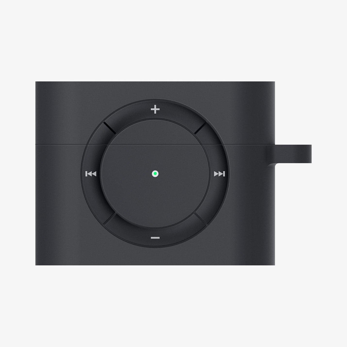 ASD00838 - Apple AirPods Pro Case Classic Shuffle in charcoal gray showing the front