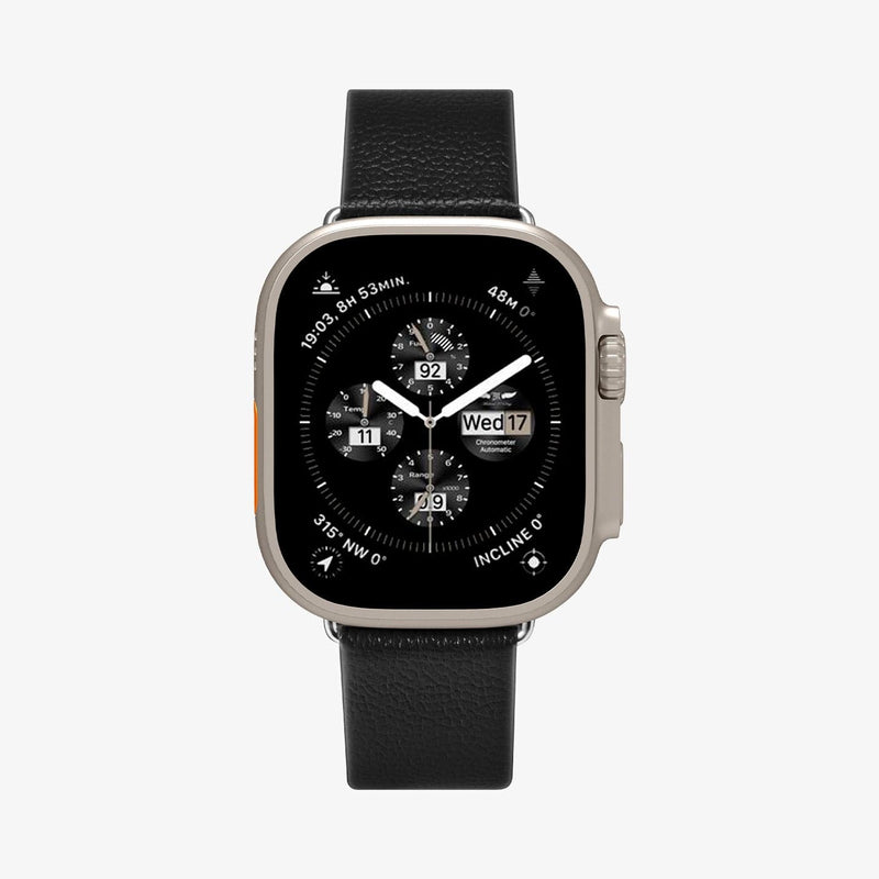 AMP06926 - Apple Watch Series (Apple Watch (49mm)/Apple Watch (45mm)/Apple Watch (42mm)) Watch Band Enzo in black showing the front