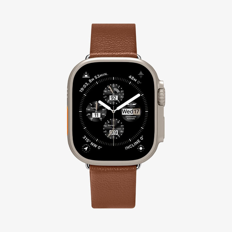 AMP06927 - Apple Watch Series (Apple Watch (49mm)/Apple Watch (45mm)/Apple Watch (42mm)) Watch Band Enzo in classic brown showing the front