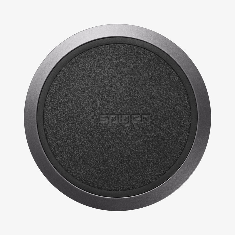 000CH23122 - Essential® Leather Designed 10W Wireless Charger F308W in black showing the top