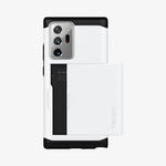 ACS01572 - Galaxy Note 20 Ultra Slim Armor CS Case in white showing the back with card slot open slightly
