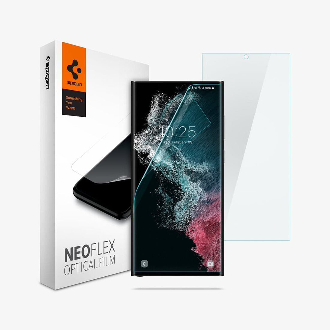 AFL04137 - Galaxy S22 Ultra 5G Screen Protector Neo Flex showing the packaging, phone screen, and two flexible screen protectors