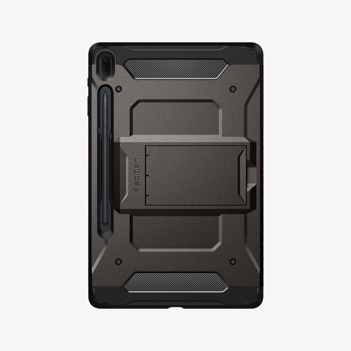 ACS03008 - Galaxy Tab S7 FE Case Tough Armor Pro in gunmetal showing the back