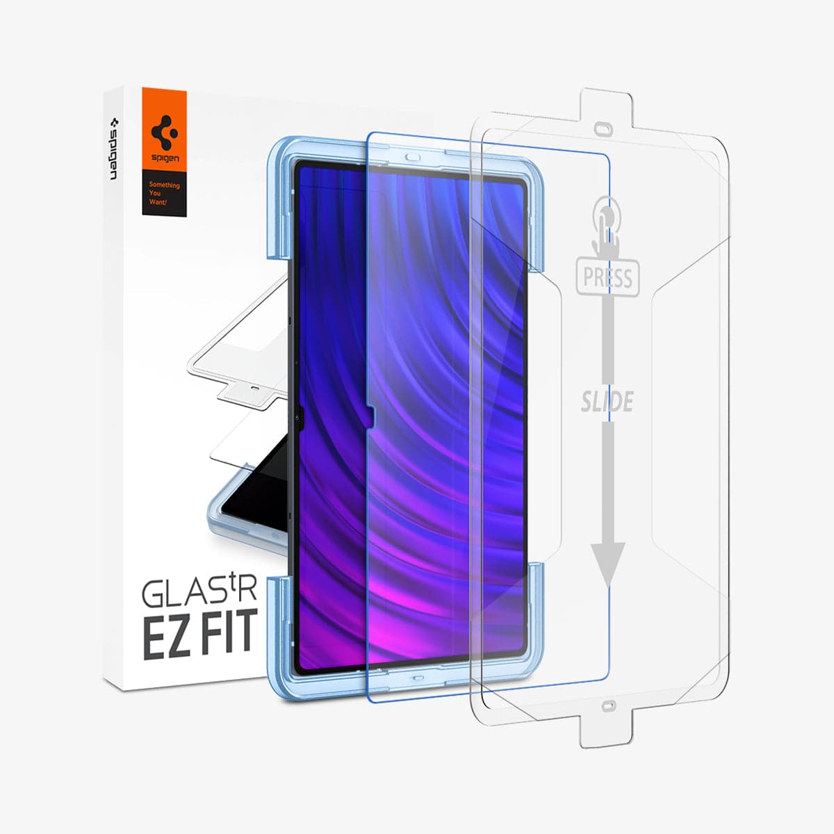 AGL04226 - Galaxy Tab S8 Ultra Screen Protector EZ Fit GLAS.tR showing the device, screen protector, ez fit tray and packaging