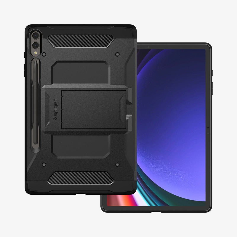ACS06835 - Galaxy Tab S9+ Case Tough Armor Pro in black showing the back and front