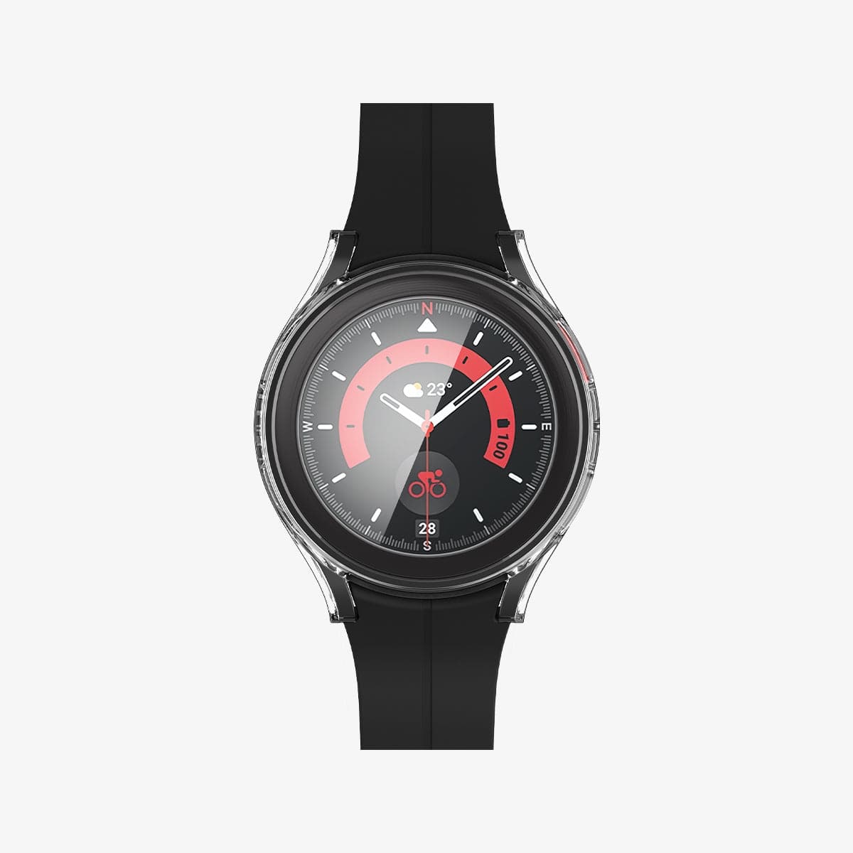 ACS05400 - Galaxy Watch 5 Pro (45mm) Case Thin Fit Glass in crystal clear showing the front