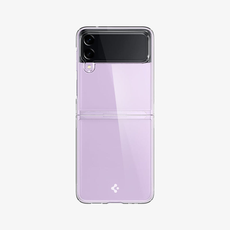 ACS03085 - Galaxy Z Flip 3 Case AirSkin in crystal clear showing the back with device fully open