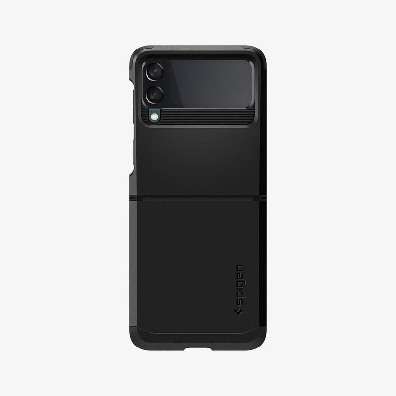ACS03082 - Galaxy Z Flip 3 Case Tough Armor in black showing the back with device fully open