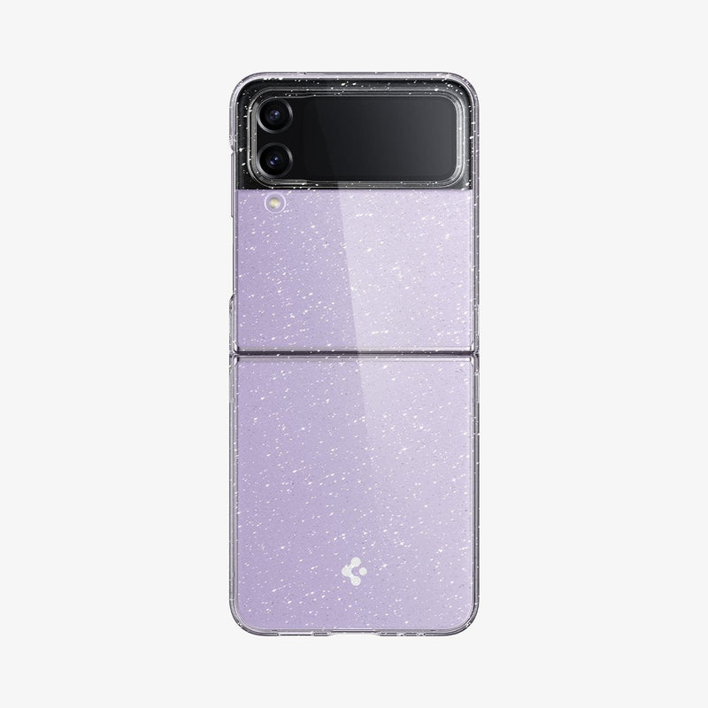ACS05113 - Galaxy Z Flip 4 Case Air Skin Glitter in crystal quartz showing the back with device fully open