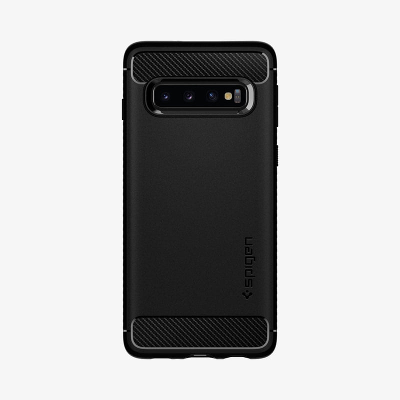 605CS25800 - Galaxy S10 Rugged Armor Case in black showing the back