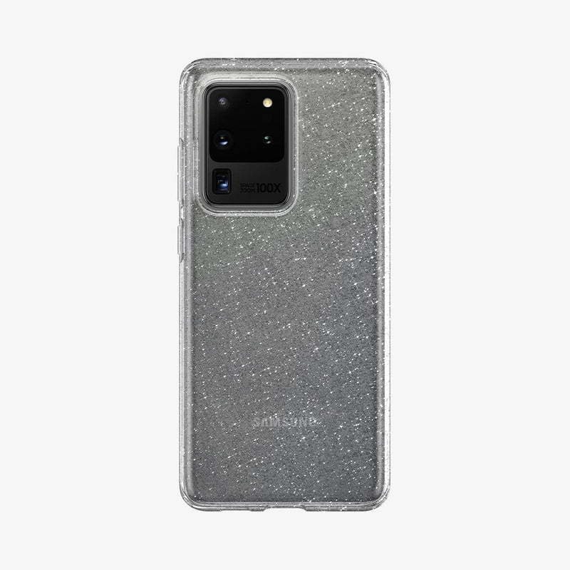 ACS00710 - Galaxy S20 Ultra Liquid Crystal Glitter Case in crystal quartz showing the back