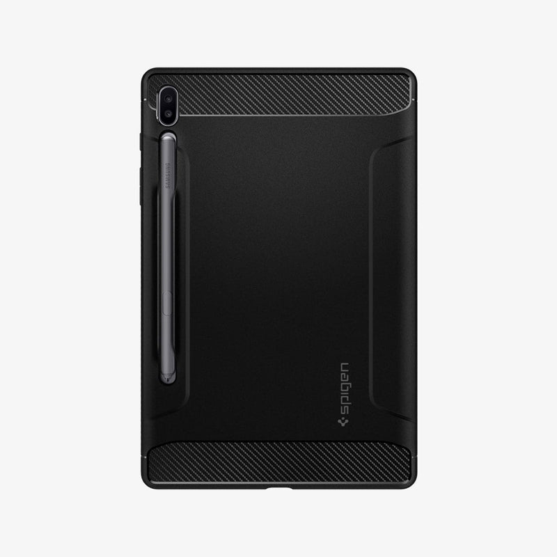 ACS00220 - Galaxy Tab S6 Case Rugged Armor in matte black showing the back