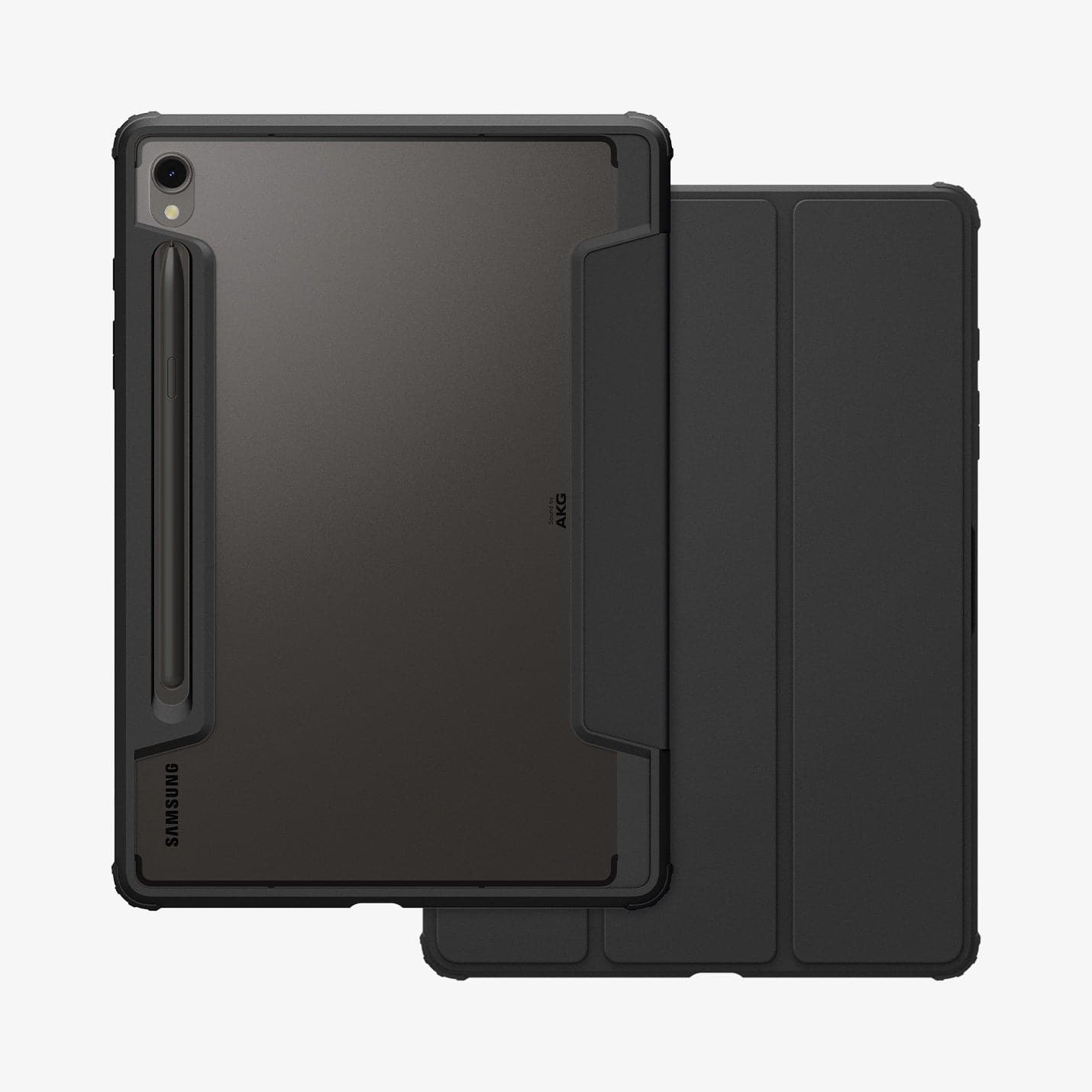 ACS07077 - Galaxy Tab S9 Case Ultra Hybrid Pro in black showing the back and front
