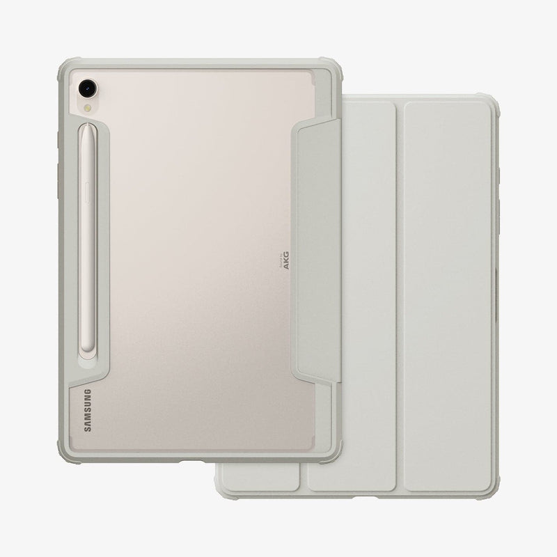 ACS06838 - Galaxy Tab S9 Case Ultra Hybrid Pro in gray showing the back and front