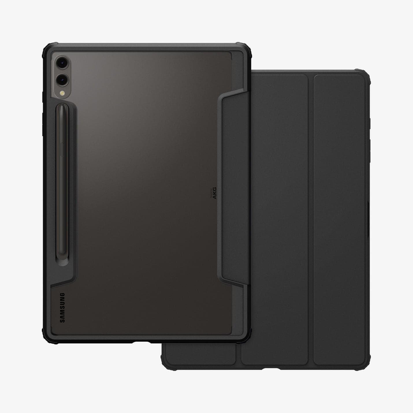 ACS07076 - Galaxy Tab S9 Plus Case Ultra Hybrid Pro in black showing the back and front