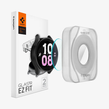 AGL05346 - Galaxy Watch 5 Pro (45mm) Screen Protector EZ FIT GLAS.tR showing the watch face, screen protector, ez fit tray and packaging