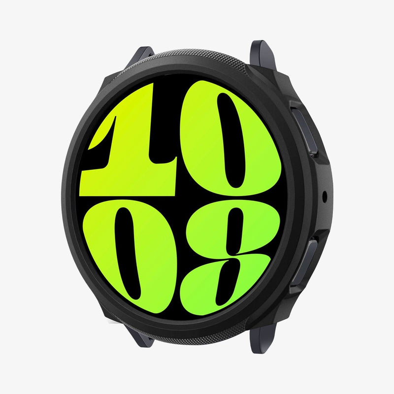 ACS06392 - Galaxy Watch 6 (44mm) Case Liquid Air in matte black showing the front and side of watch face