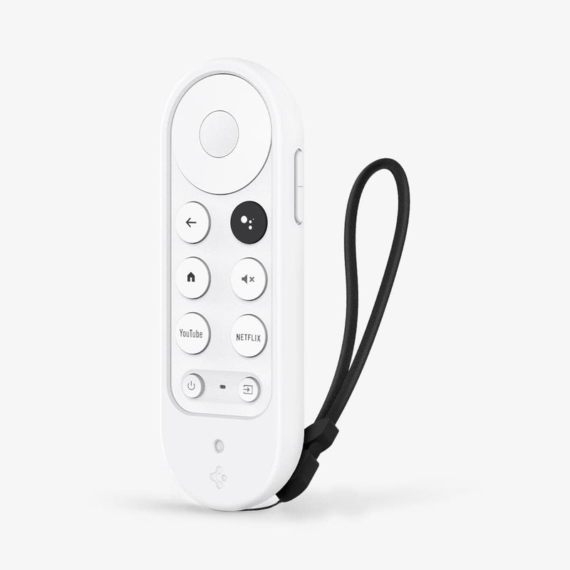 AMP02715 - Chromecast with Google TV Silicone Fit Voice Remote in white showing the front and partial side