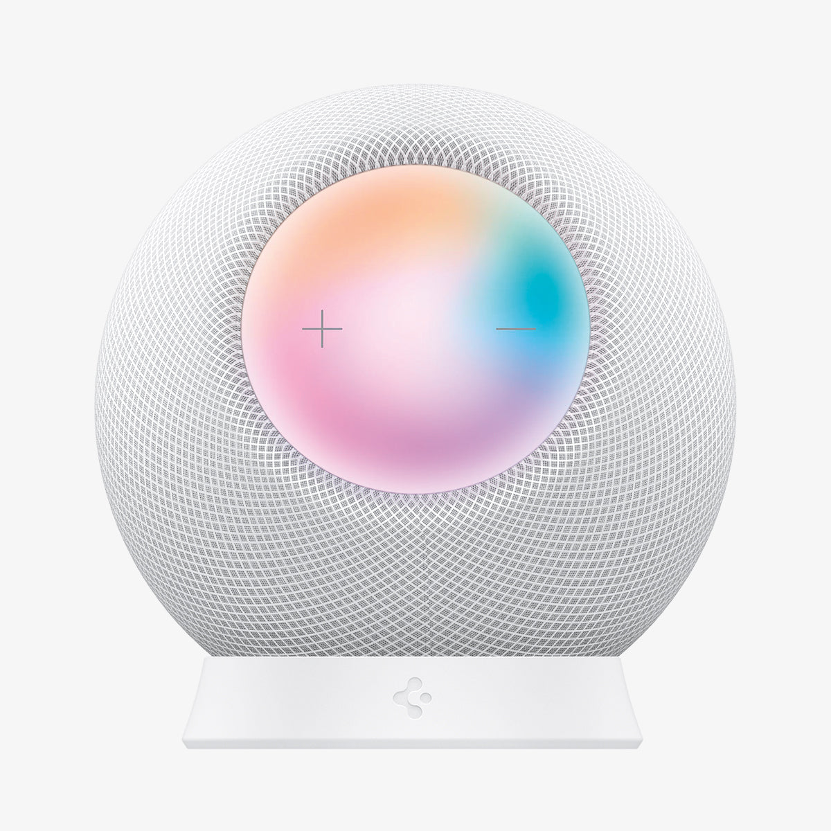 AMP02816 - Apple HomePod Mini Stand Silicone Fit in white showing the front with homepod on top