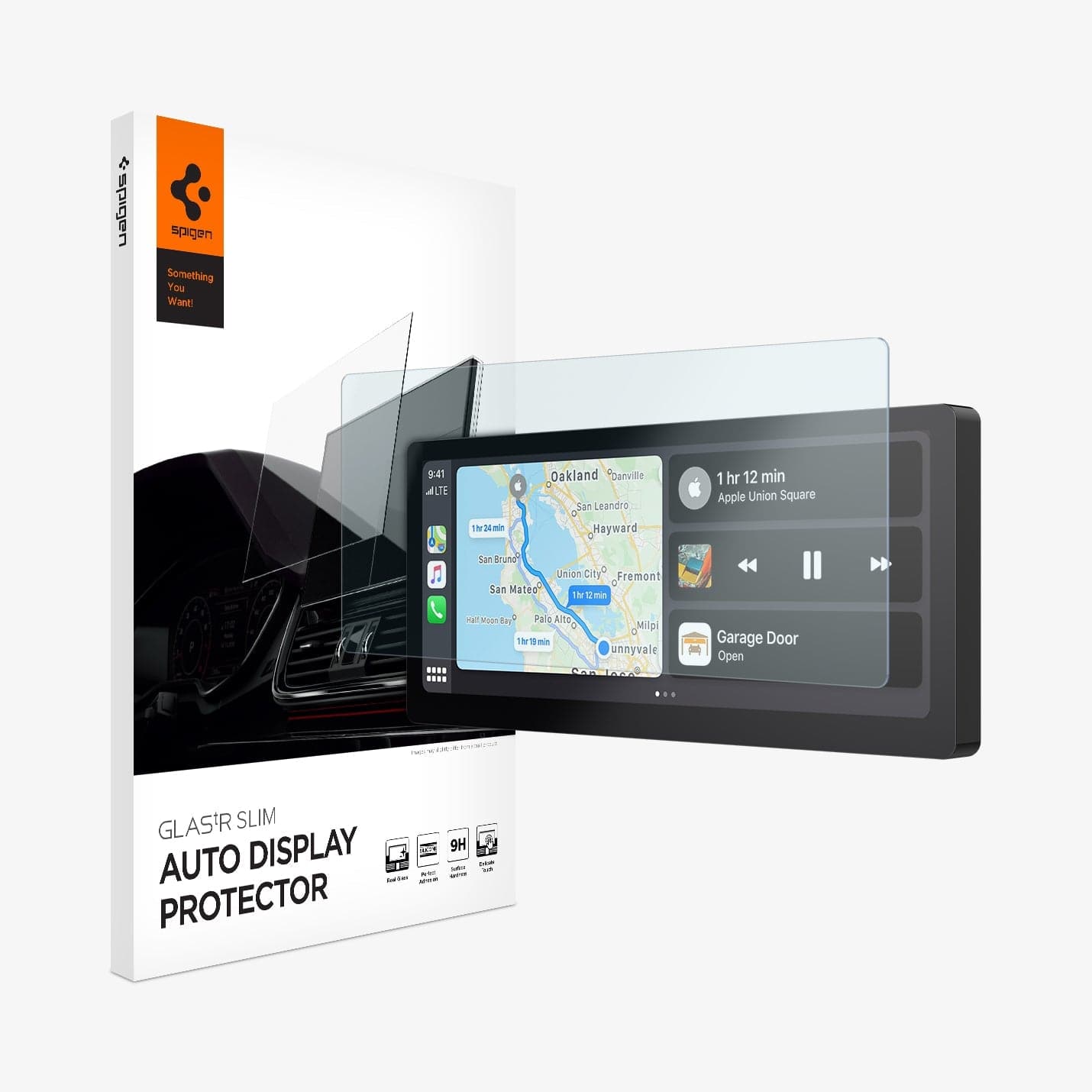 AGL06867 - Hyundai Palisade 12.3" Screen Protector GLAS.tR SLIM Anti-Glare showing the touch screen display, screen protector and packaging