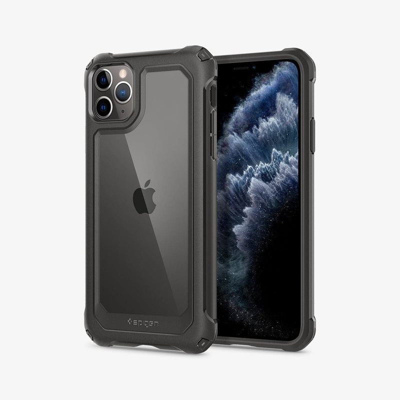 075CS27052 - iPhone 11 Pro Max Case Gauntlet in gunmetal showing the back and front