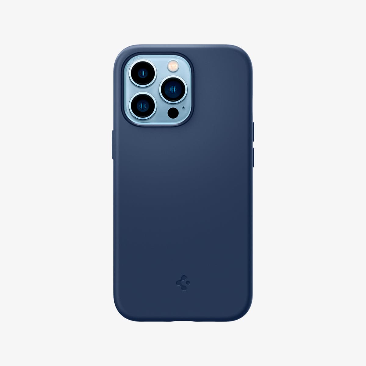 ACS03285 - iPhone 13 Pro Case Silicone Fit in navy blue showing the back