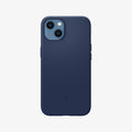 ACS03341 - iPhone 13 Mini Case Silicone Fit in navy blue showing the back