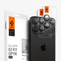 AGL05217 - iPhone 15 Pro / 15 Pro Max Optik Pro Lens Protector L-series showing the device, two lens protector ez fit trays and packaging