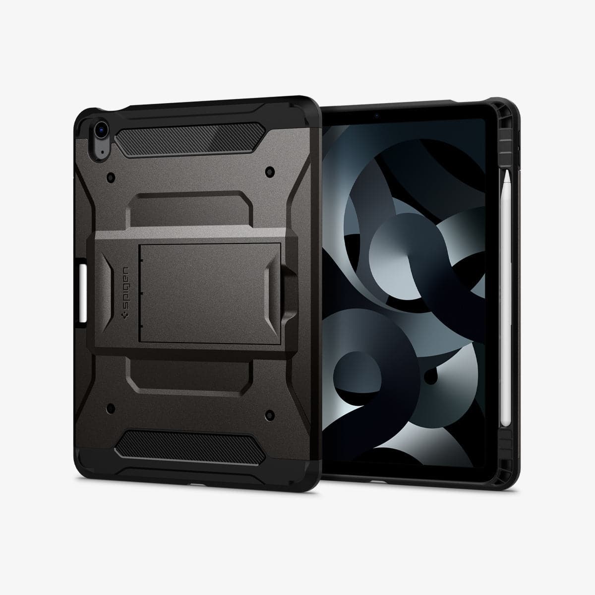 ACS02052 - iPad Air 10.9" (2022 / 2020) Case Tough Armor Pro in gunmetal showing the back and front